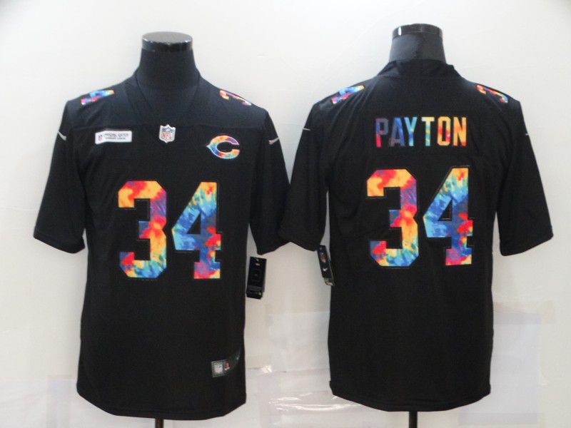 Men Chicago Bears #34 Payton Rainbow Edition black 2020 Nike NFL Jerseys